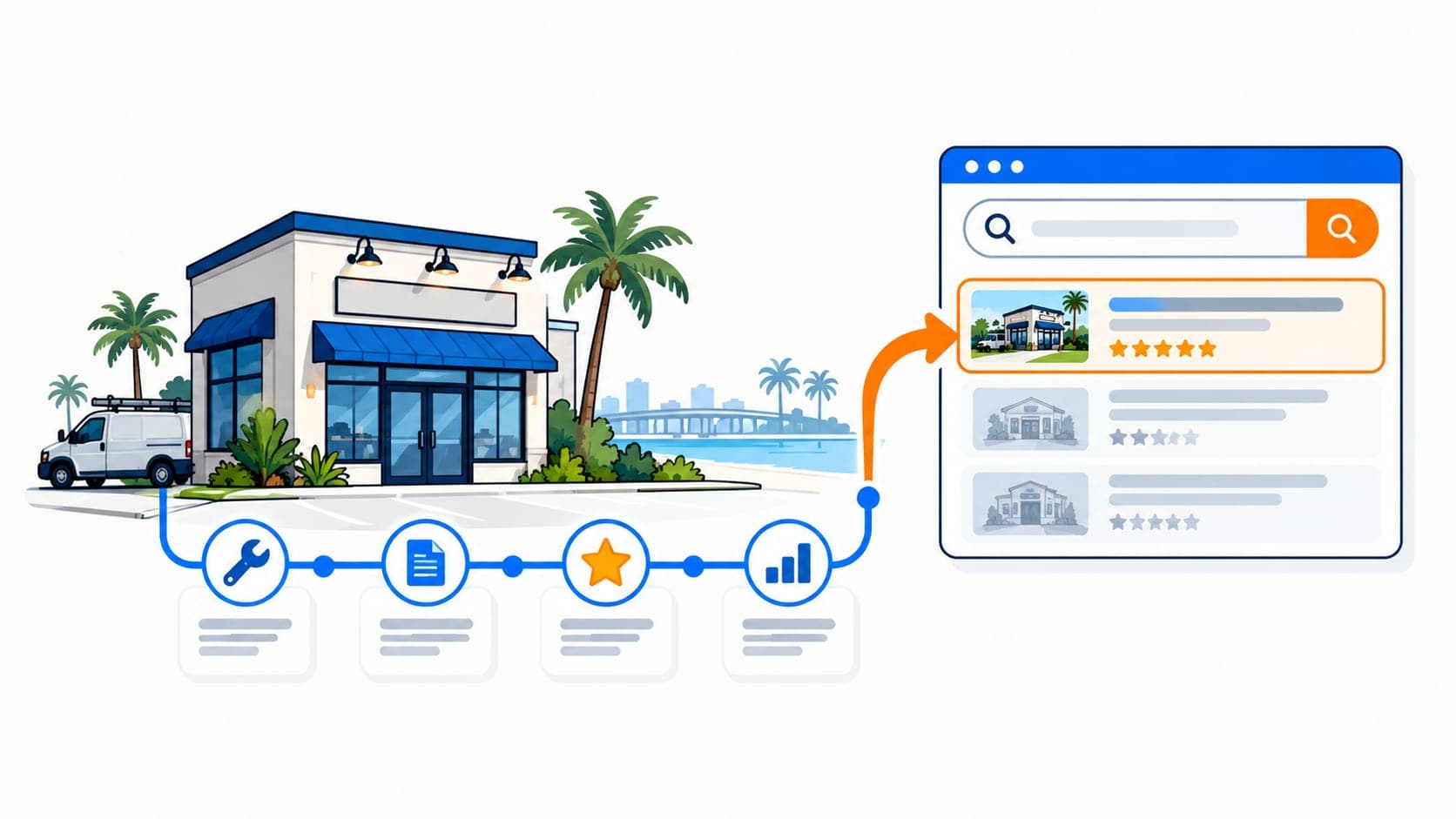 What an SEO company does for a local business — process from technical setup to search rankings